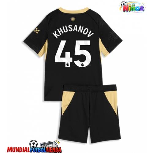 Camiseta Manchester City Abdukodir Khusanov #45 Segunda Equipación Replica 2026-27 para niños mangas cortas (+ Pantalones cortos)
